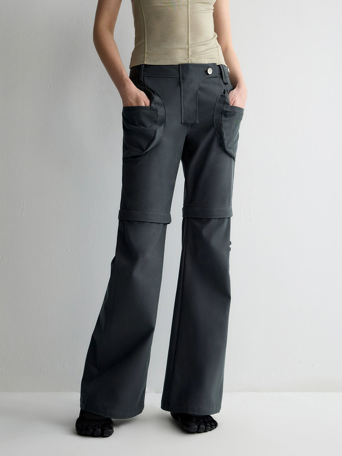 Two-in-One Removable Flared Casual Pants - CHINASQUAD