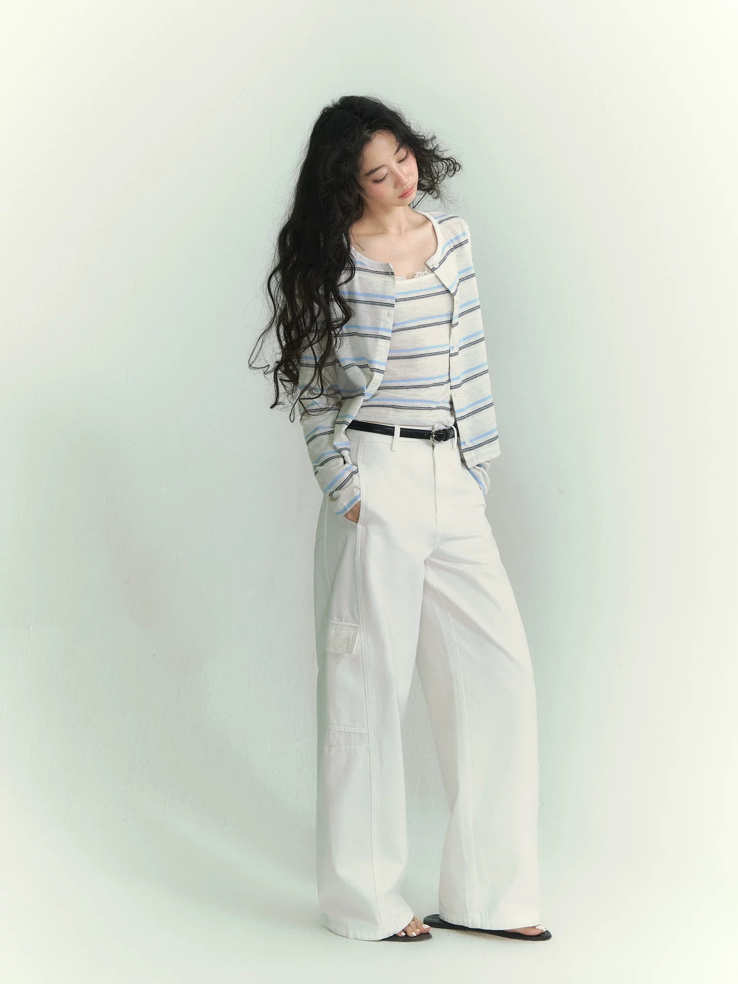 Relaxed Stripe Layered Cardigan Set