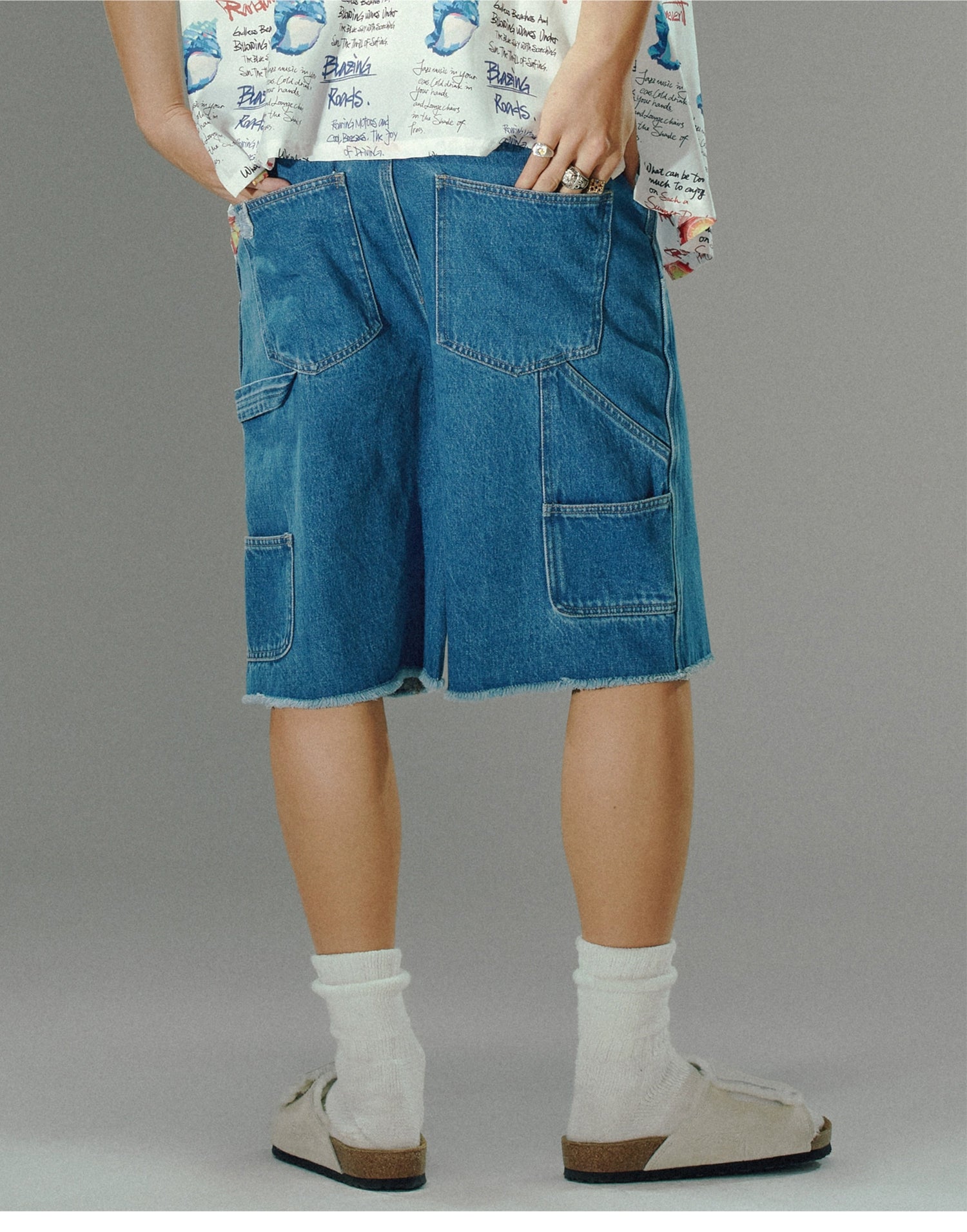 Embroidered Denim Shorts - CHINASQUAD