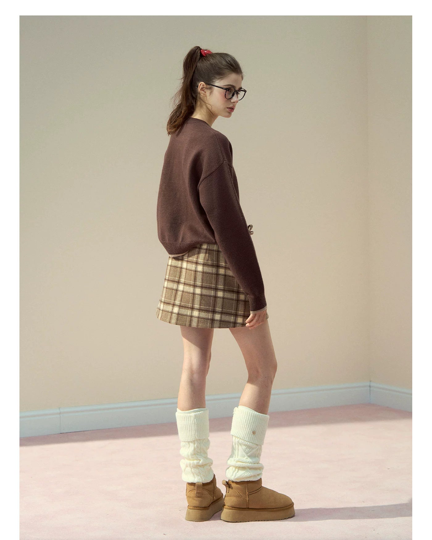 Wool Plaid A-Line Skirt - CHINASQUAD