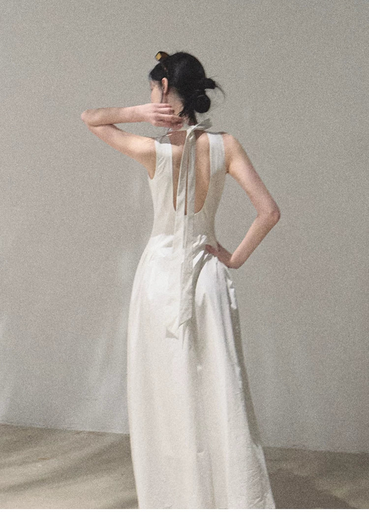 Vanilla Spring Halter Backless Dress