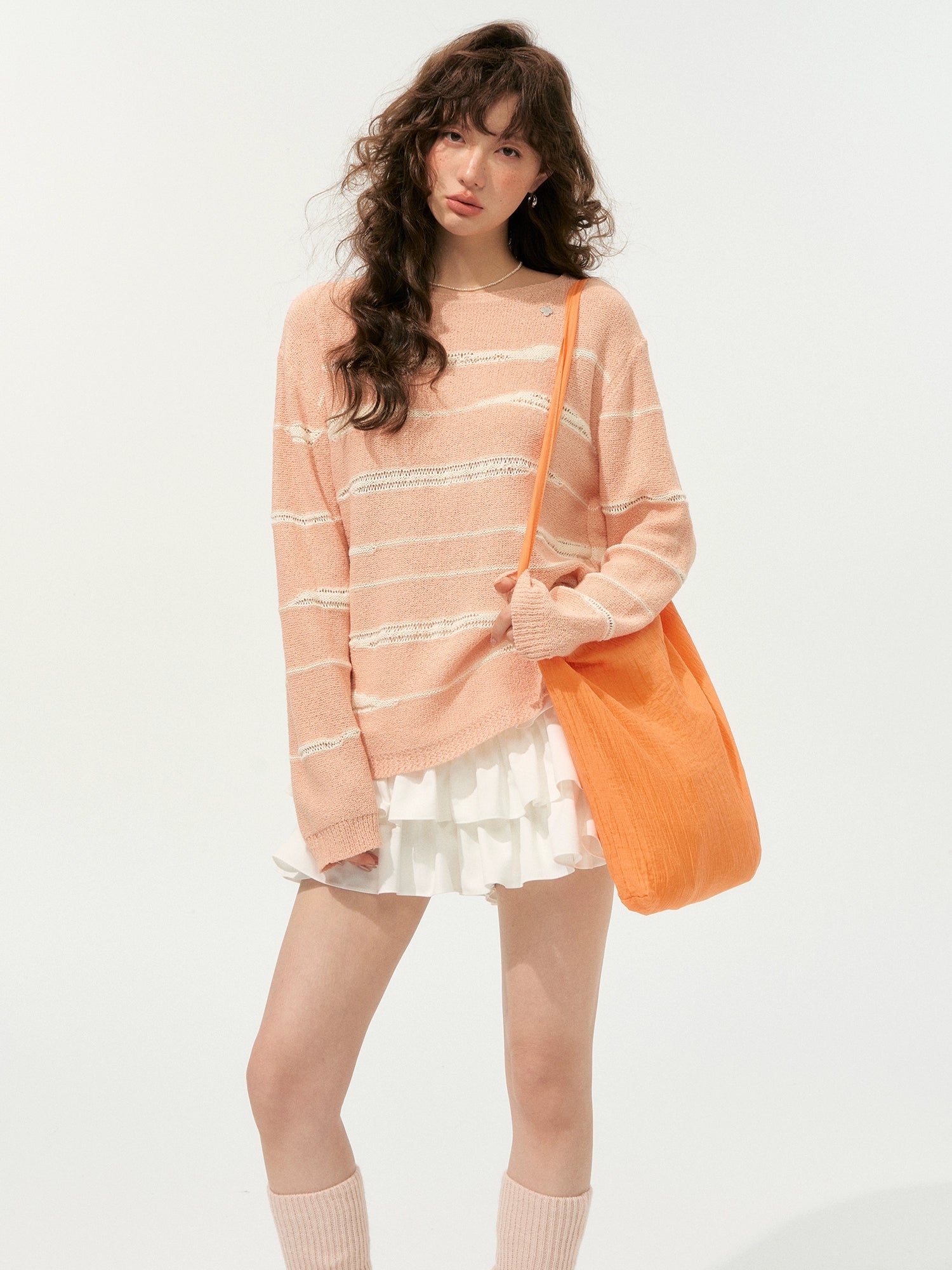 Color-Block Irregular Striped Soft Crewneck - CHINASQUAD