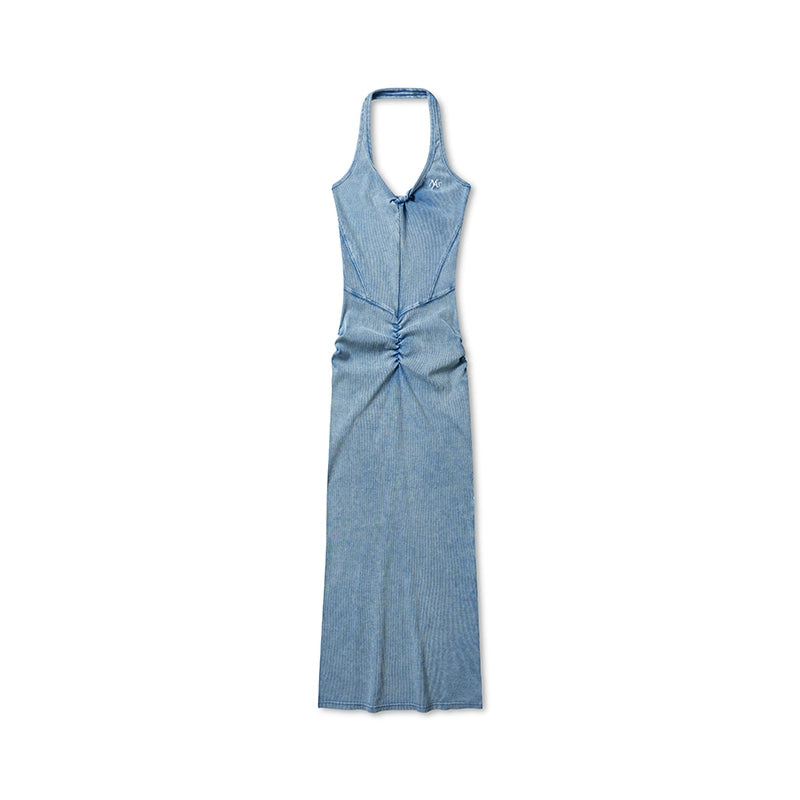 "Feria Series" Volcano V-Waist Pleated Halter Dress - CHINASQUAD