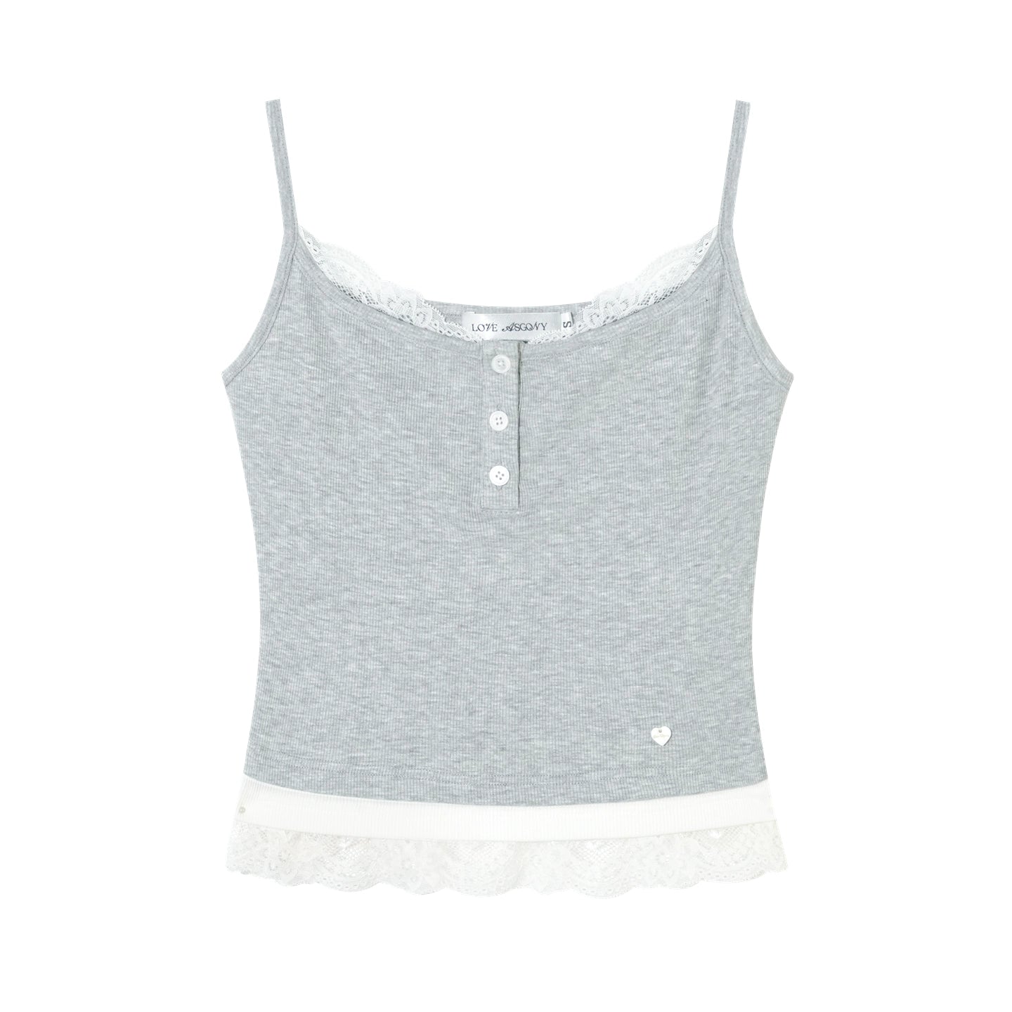 Lace Trim Layered-Effect Contrast Tank Top - CHINASQUAD