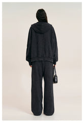 Washed Wide-Fit Zip-up Hoodie - CHINASQUAD