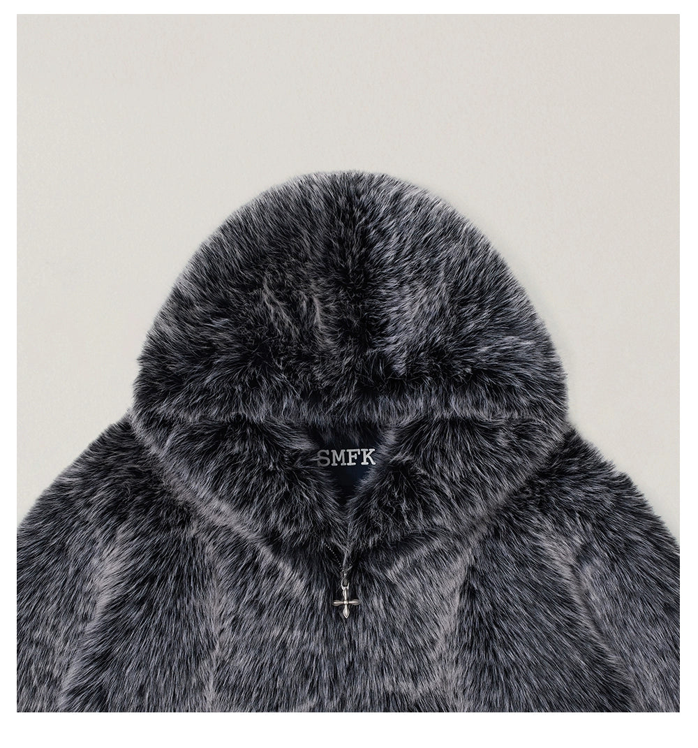Cross Relic Oversized Faux Fur Hoodie