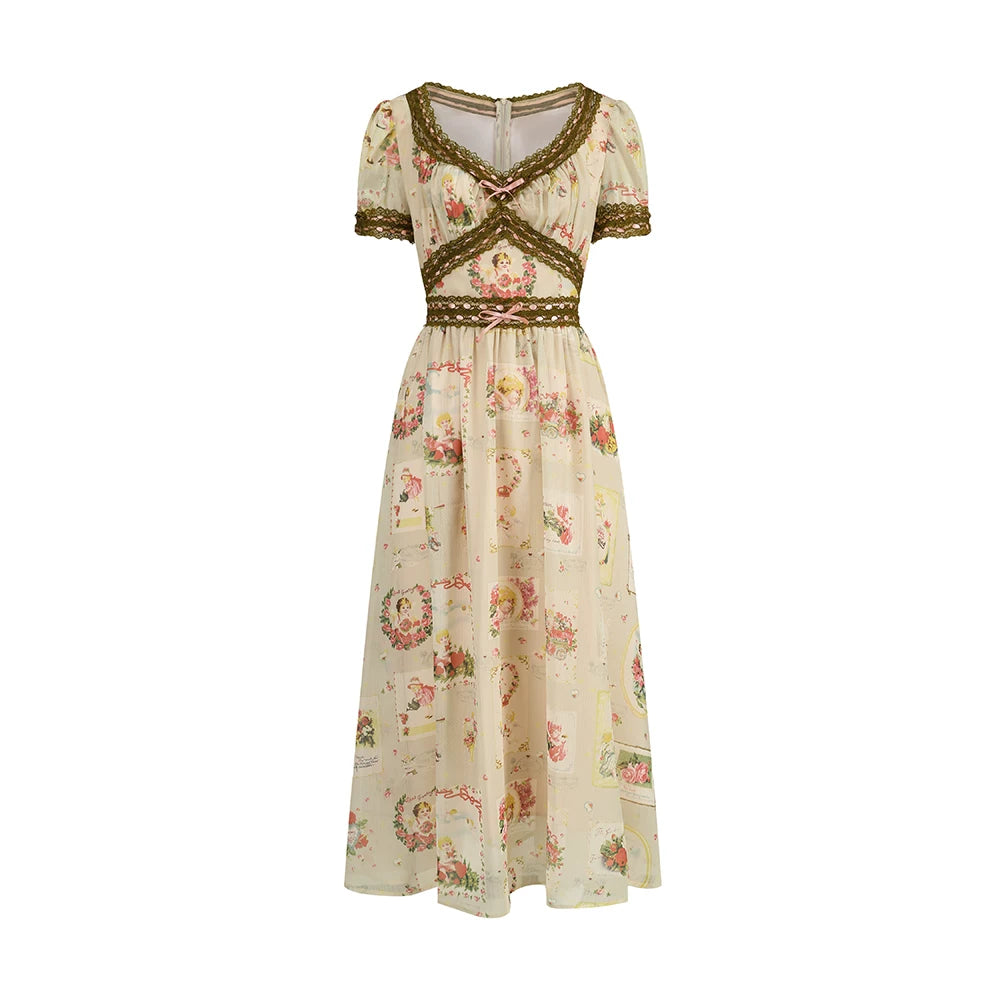 Pastoral Reverie Lace Floral Dress