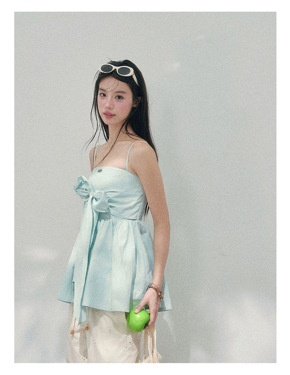 Blue Whisper Bow Camisole Top