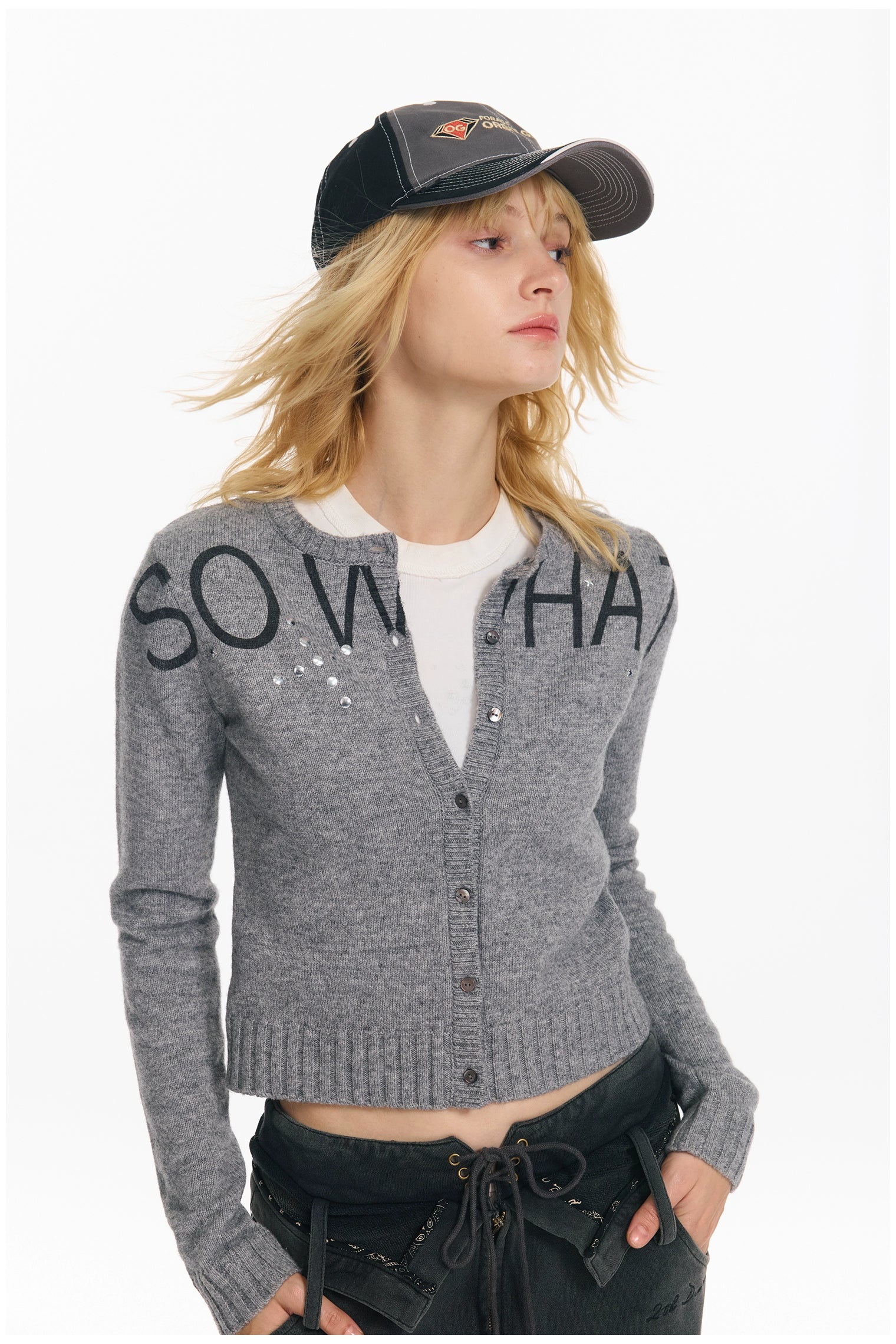 Soft Wool Punk Letter Knit Cardigan