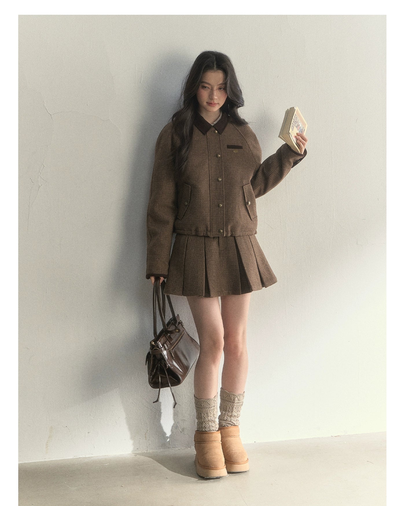 Reversible Houndstooth Jacket & Skirt Set