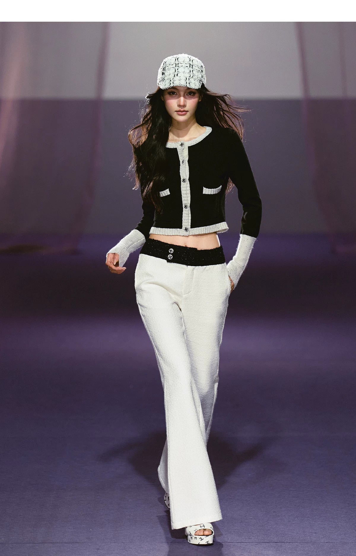 Wide-Waist Subtle Flared Tailored Trousers