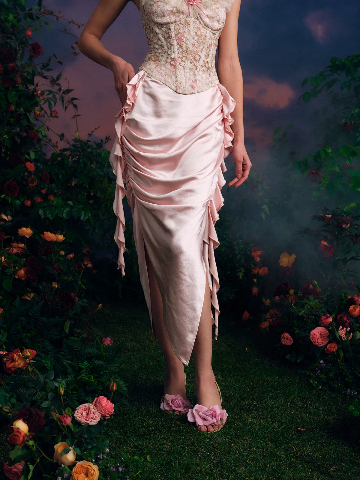 French Couture Lace Bustier & Skirt Set