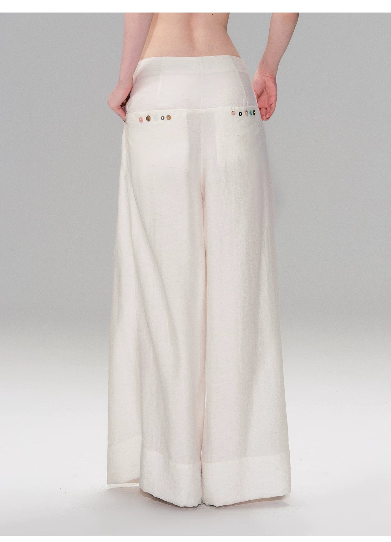 Vintage Pleated Linen-Blend Wide-Leg Trousers