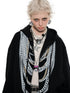 Black & White Oversized Chain Print Hoodie Cardigan - CHINASQUAD