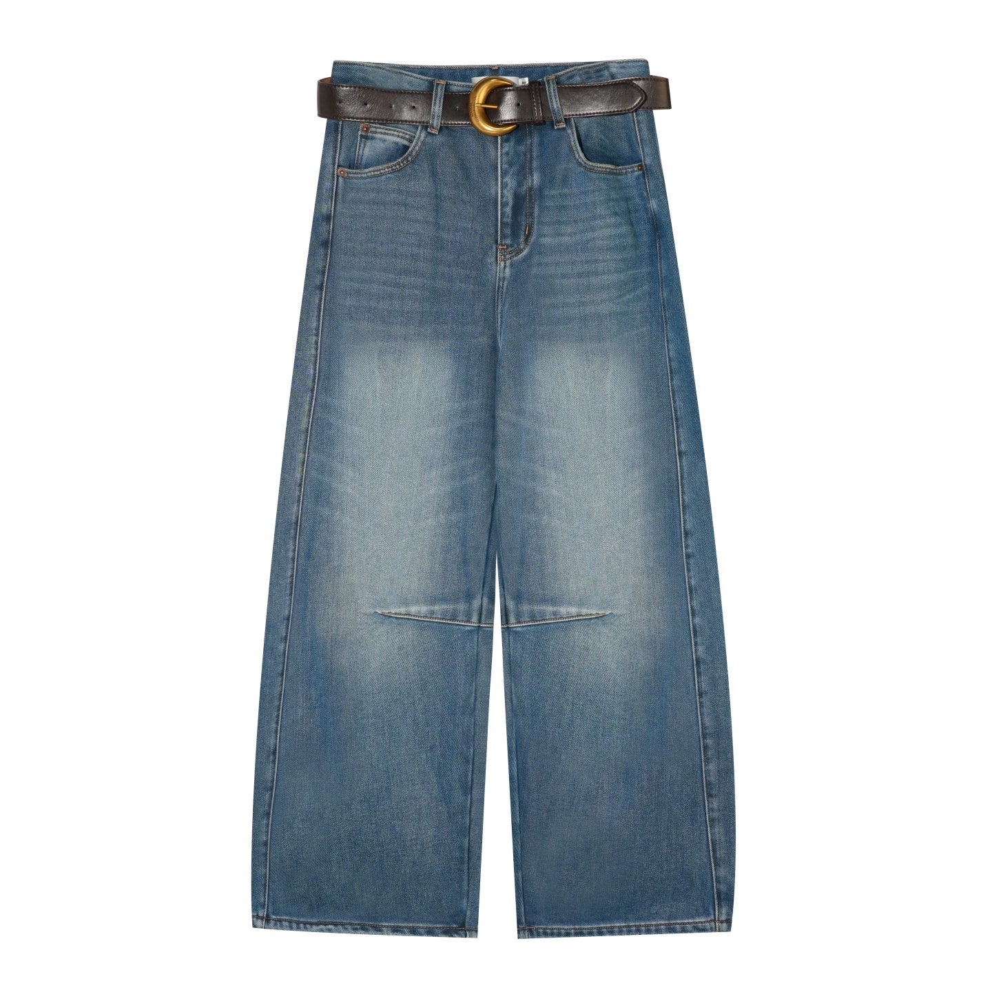 Washed Sculpted Loose-Fit Denim Pants