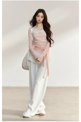 Folded Waist Relaxed Straight Pants - CHINASQUAD