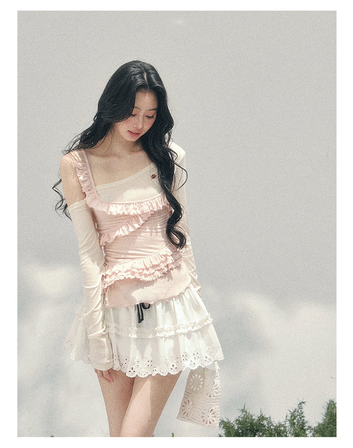 Asymmetric Ruffle Off-Shoulder Top