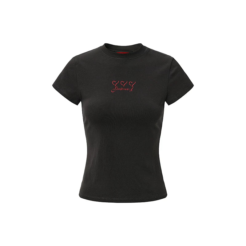 Lipstick Graffiti Cap-Sleeve Slim-Fit T-Shirt