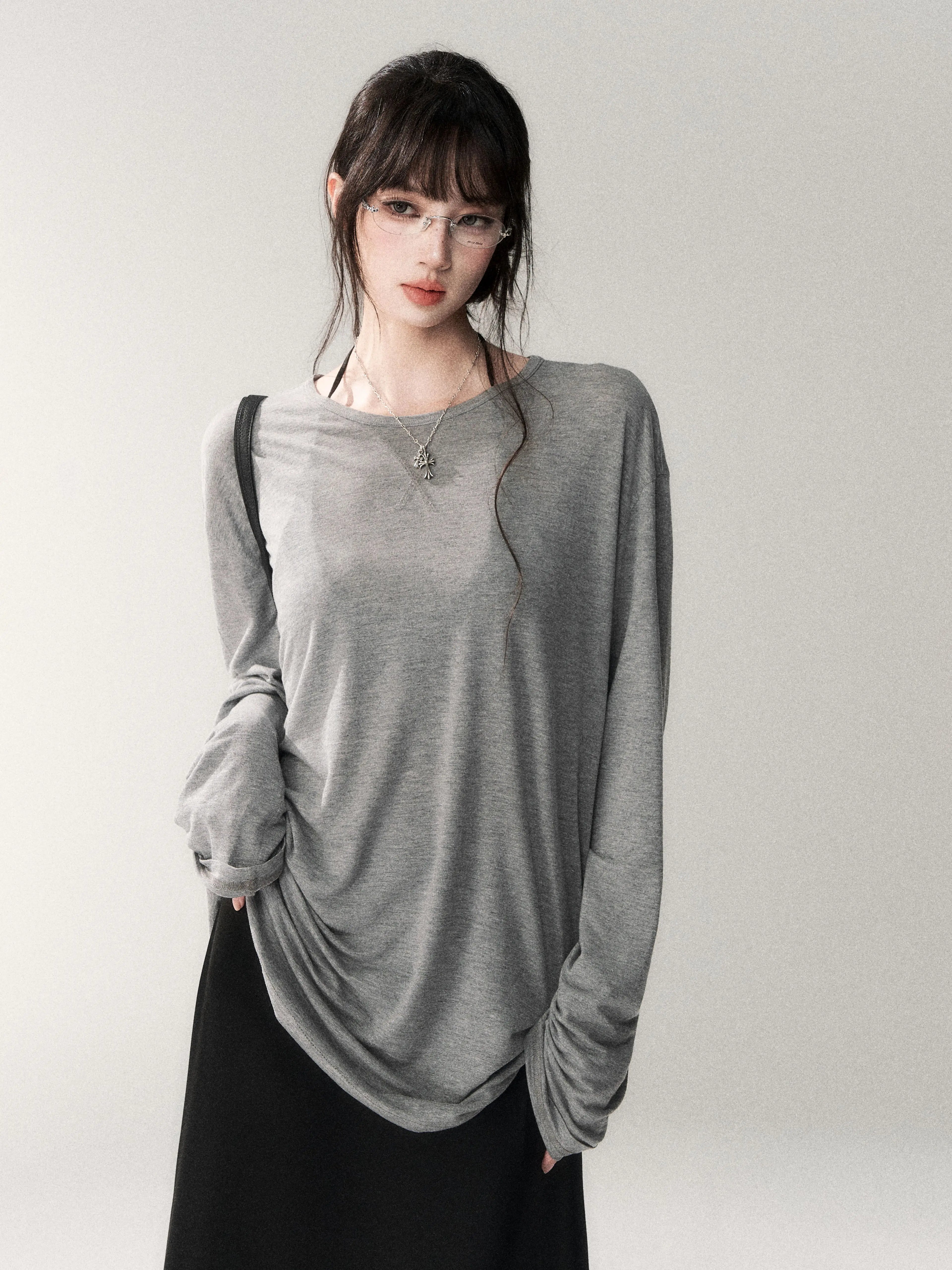 Luxe Lyocell Linen Relaxed Long Sleeve Tee