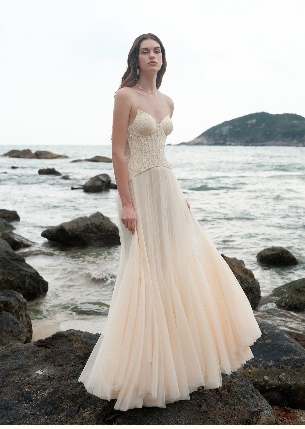 Heavy Lace Corset Mesh Maxi Dress - CHINASQUAD