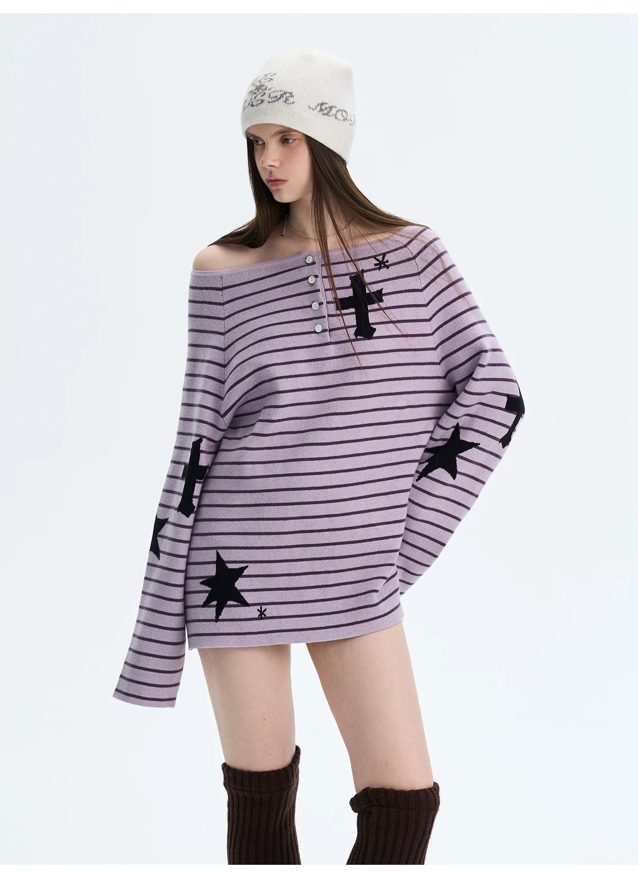 Striped Color-Block Knit Sweater