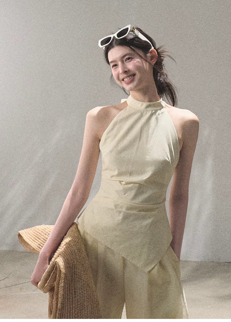 Afterglow waist-cinching Halter Camisole