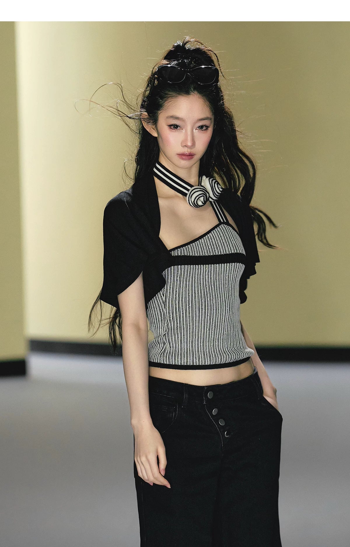 Rose Halterneck Tweed Cami & Ballet Shrug Two-Piece Set