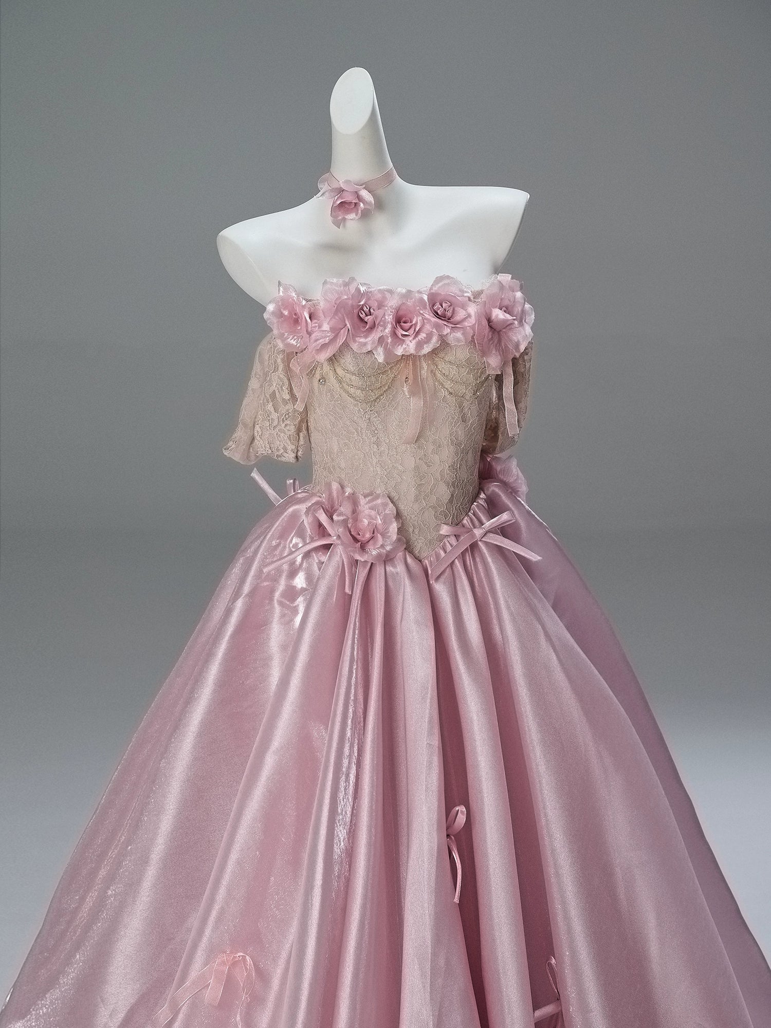 Elegant Lotus Pink Couture Gown