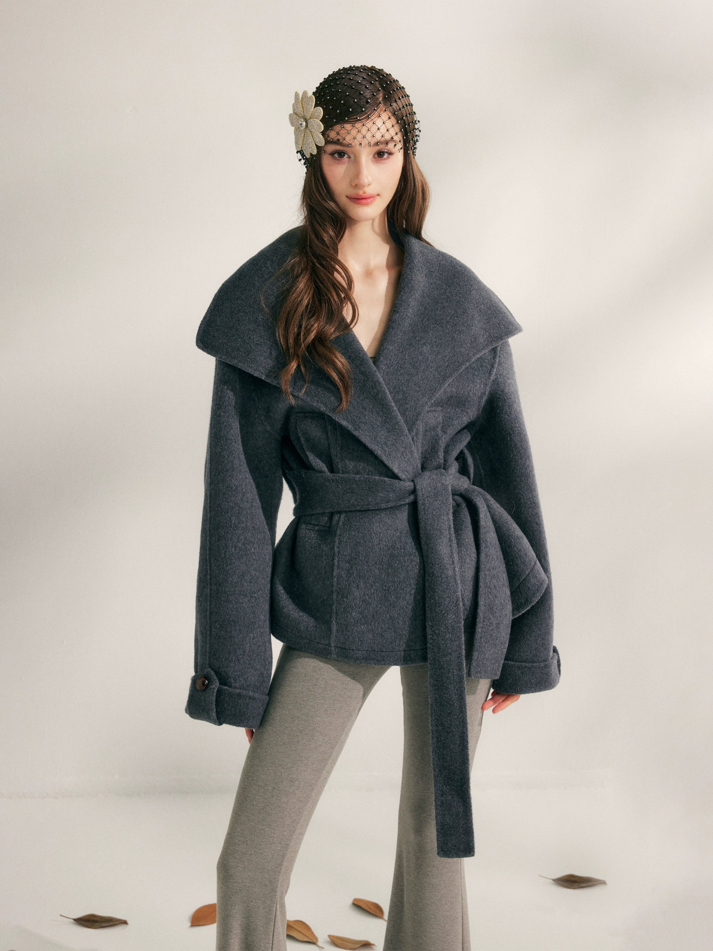 Wool Harmony Double-Faced Short Belted Jacket