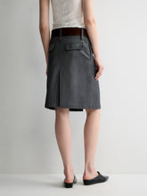 Grey Wool Double-layer Suit Midi Skirt - CHINASQUAD