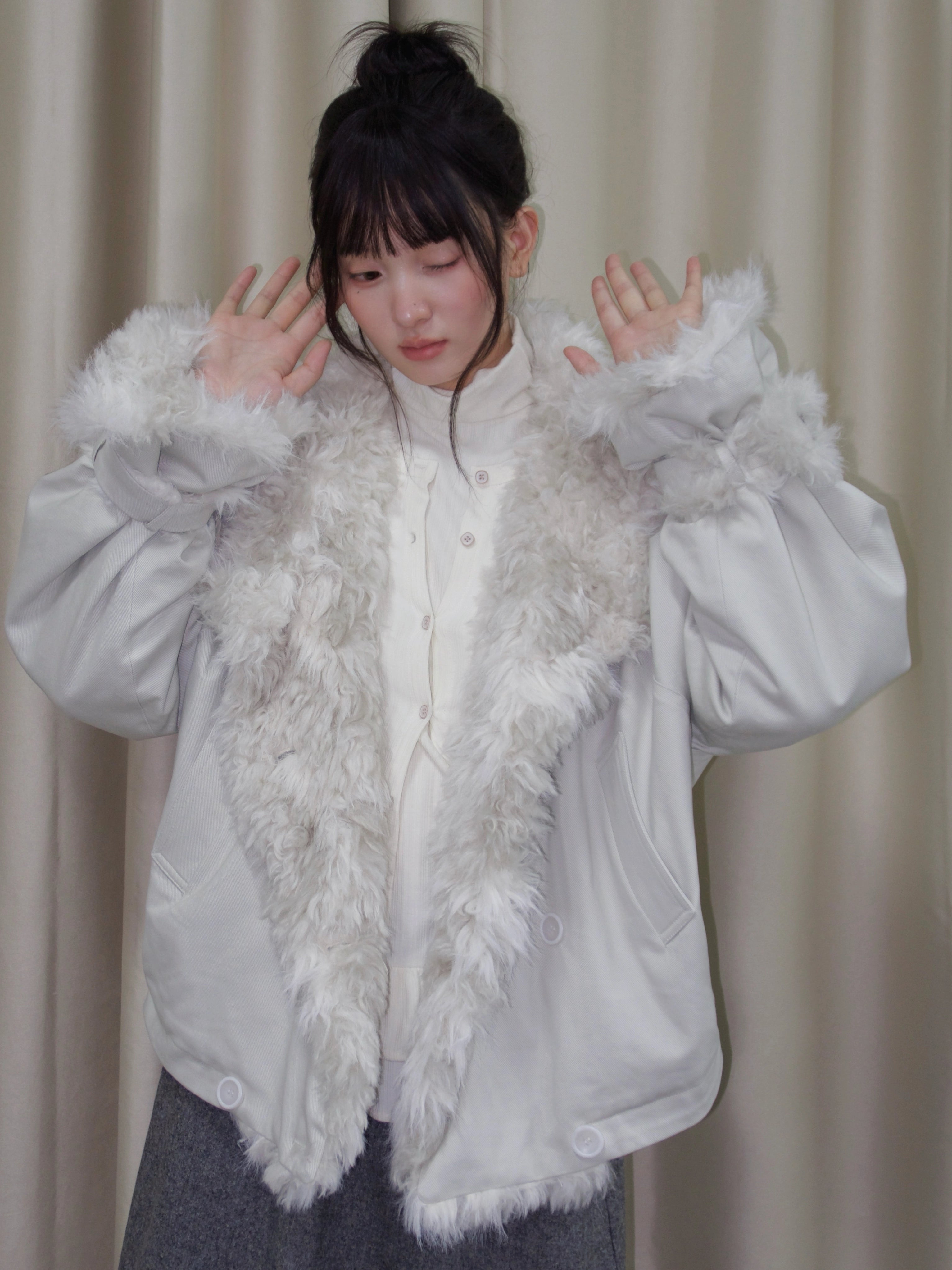 Faux Fur Leopard-Panel Parka Jacket