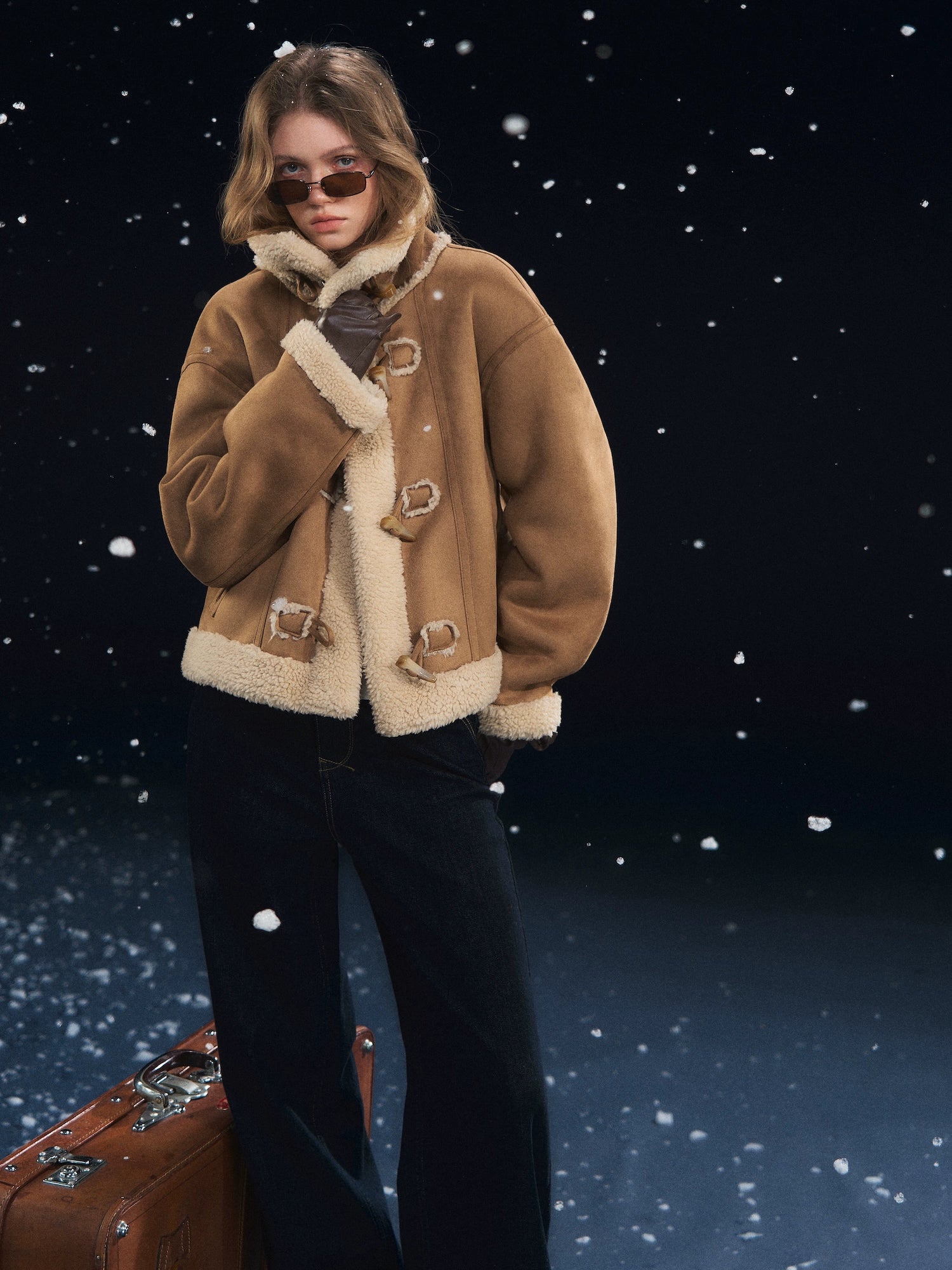 Horn-Button Sherpa Jacket