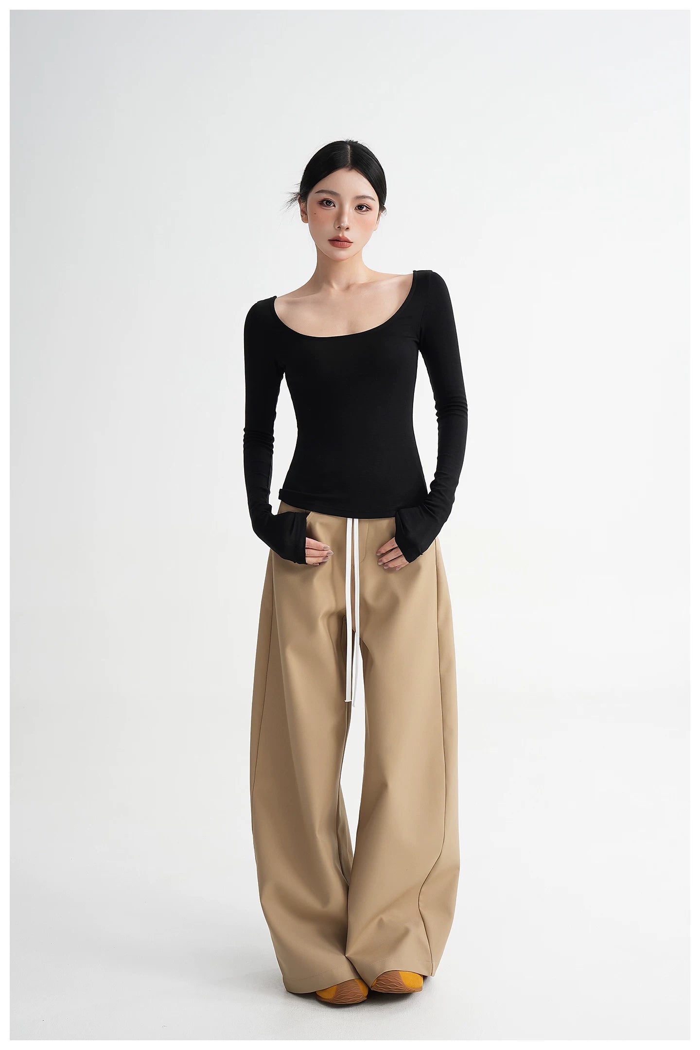 Panel Wide-Leg Floor-Length Trousers