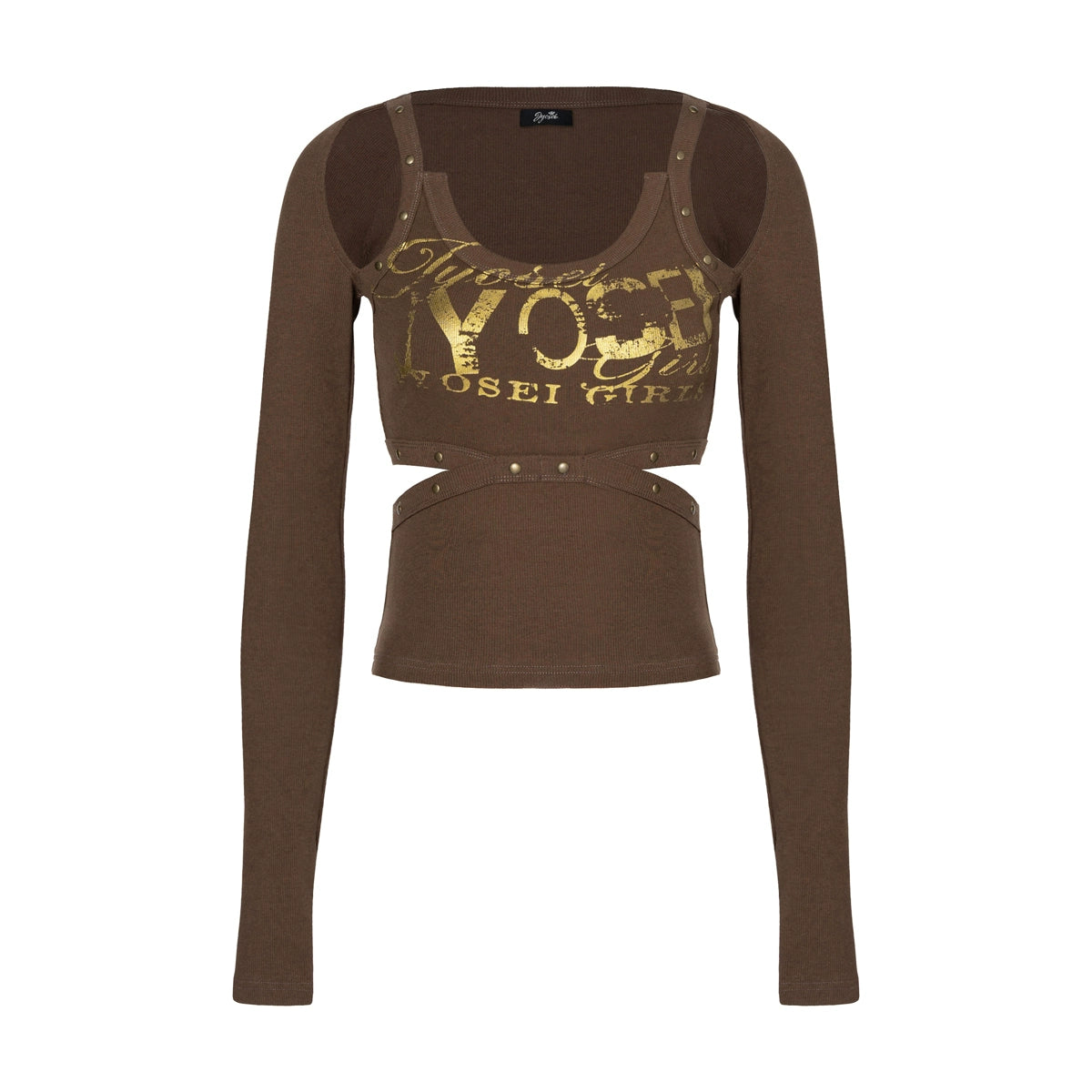 Metallic Logo Cutout Raglan Knit Blouse