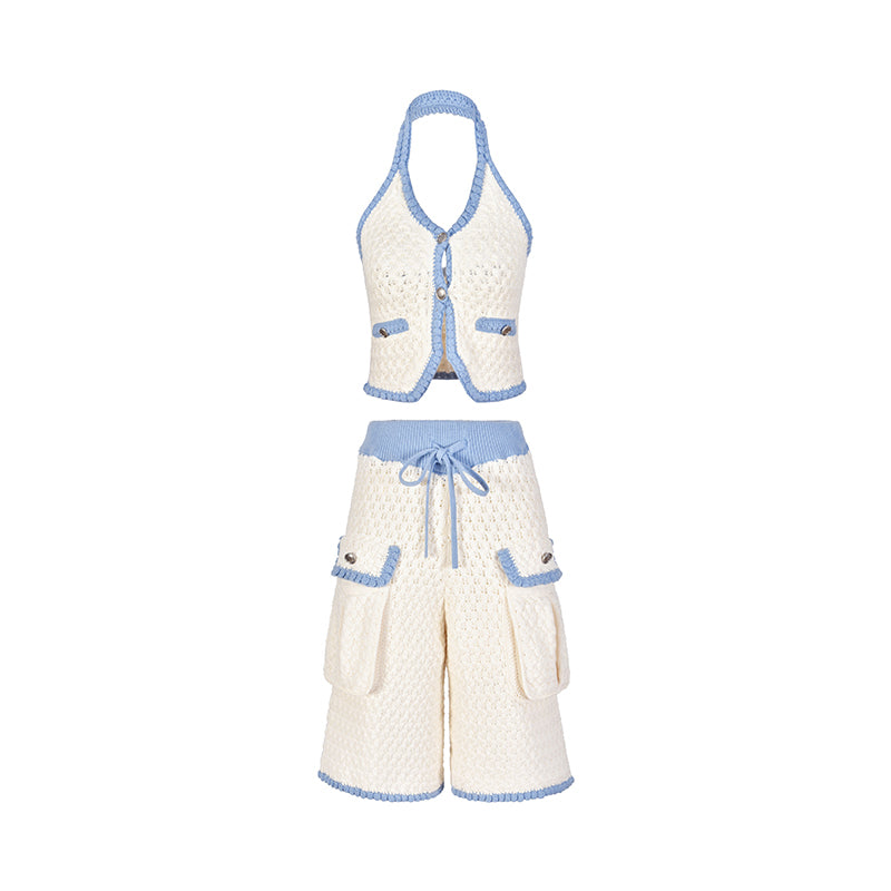 Woven Halter Neck Vest & Shorts Set - CHINASQUAD