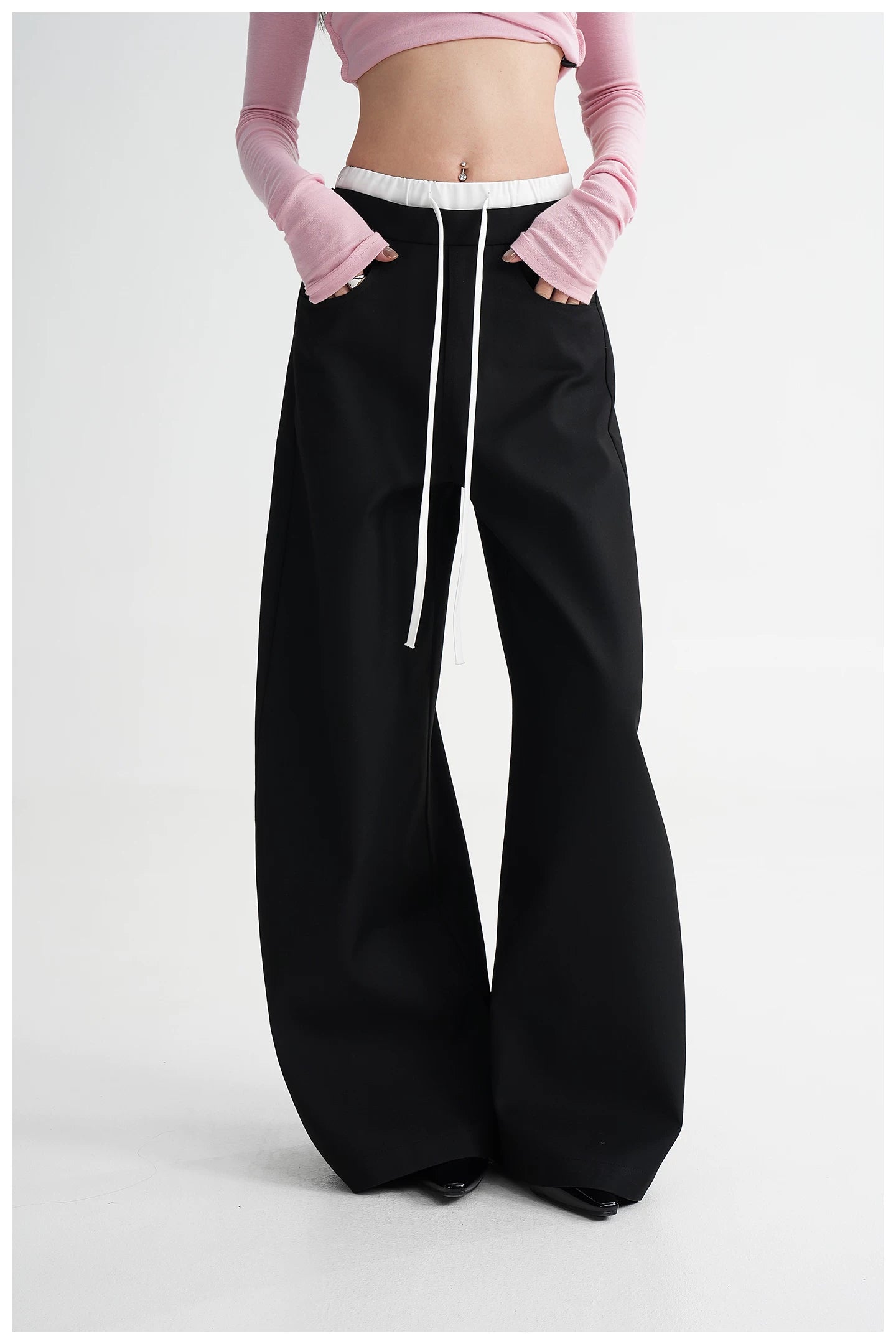 Panel Wide-Leg Floor-Length Trousers