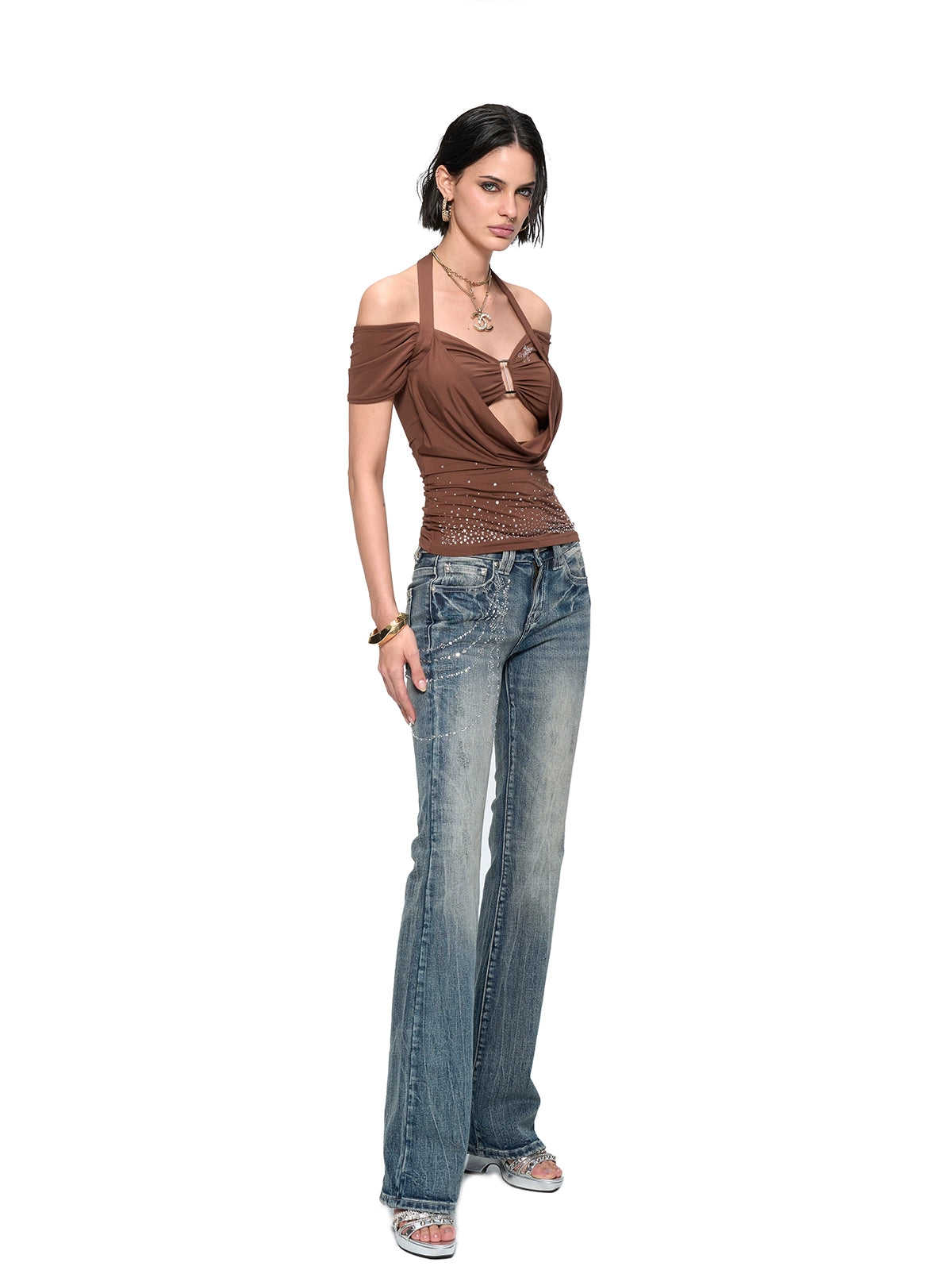 Slim Fit Short Sleeve V-Neck Bustier