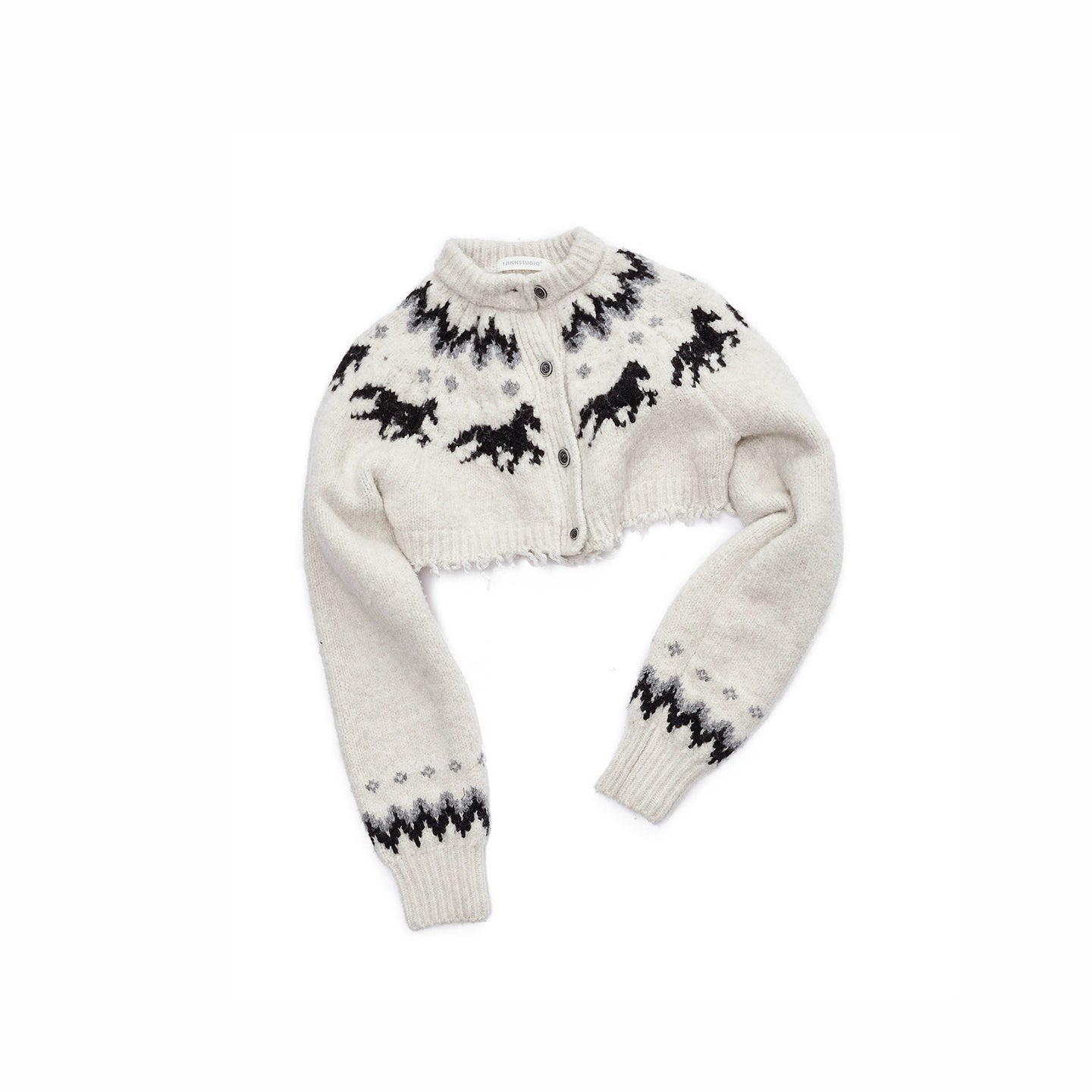 Fair Isle Pony Jacquard Knit Short Cardigan & Shorts Set