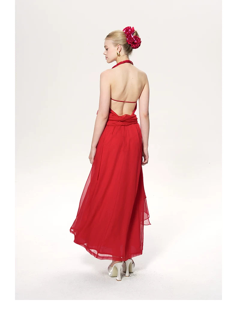 Halter Scarf-Tie Maxi Dress