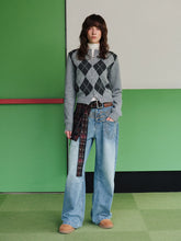 Argyle V-Neck Wool Blend Pullover - CHINASQUAD