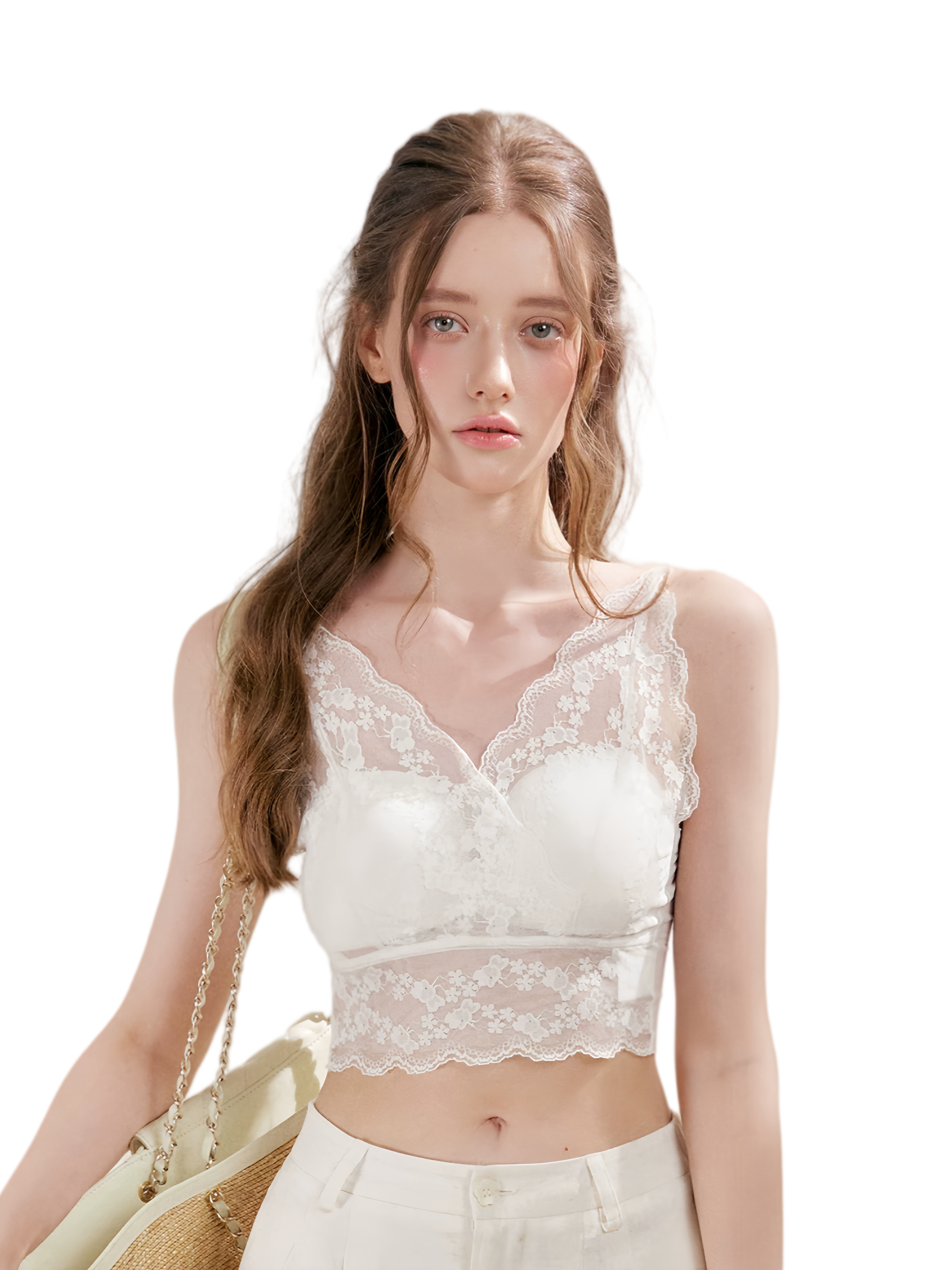 Kroche Lace Cami Top – Soft Mist White (Pre-order)