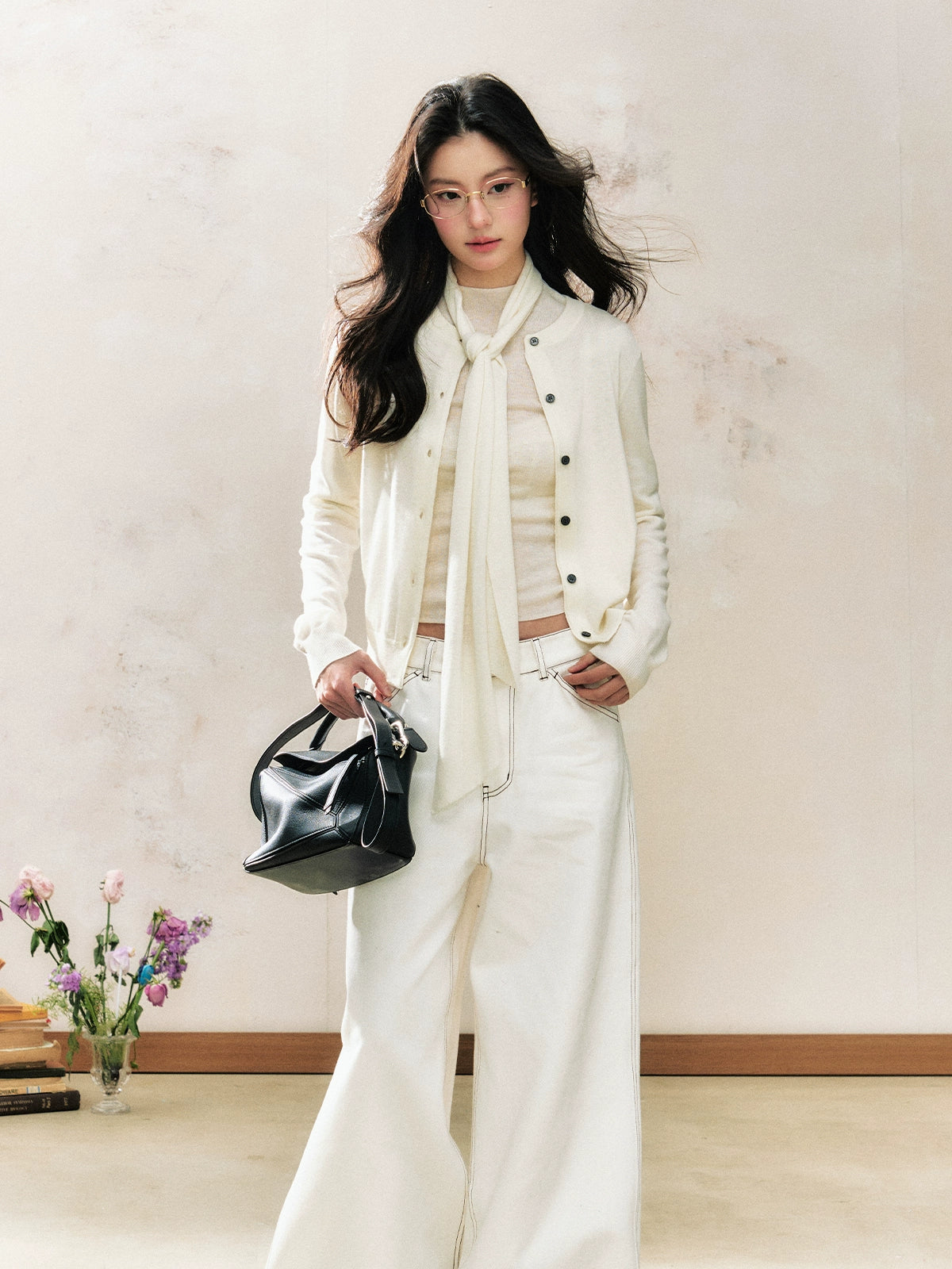 Gray-White Two-Tone Vintage Knitted Sweater - CHINASQUAD