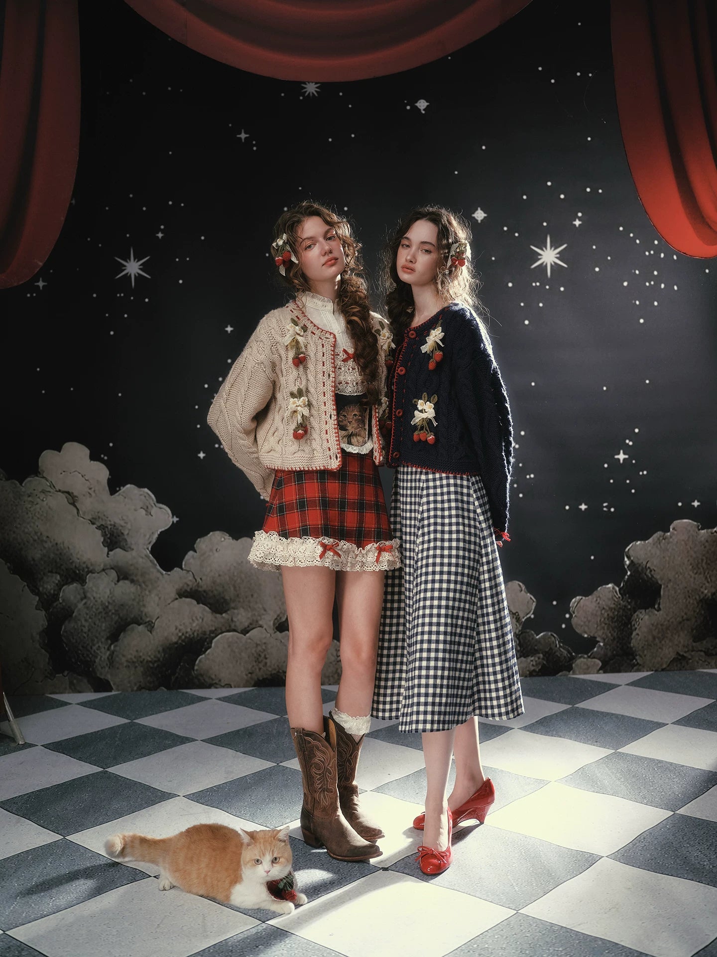 Christmas Night Corset Top & Plaid Skirt Set