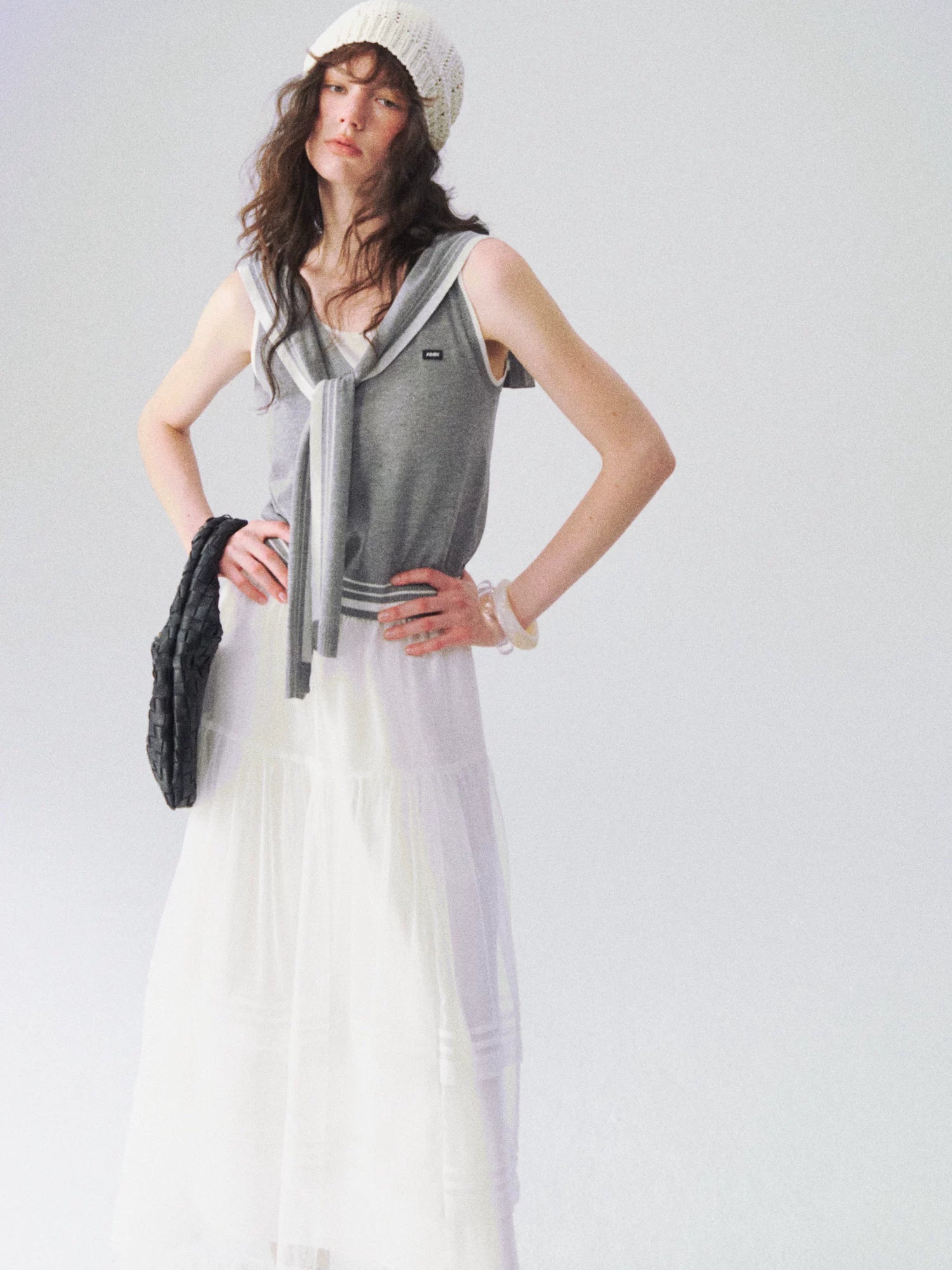 Nautical-Inspired Minimalist Knit Tank Top