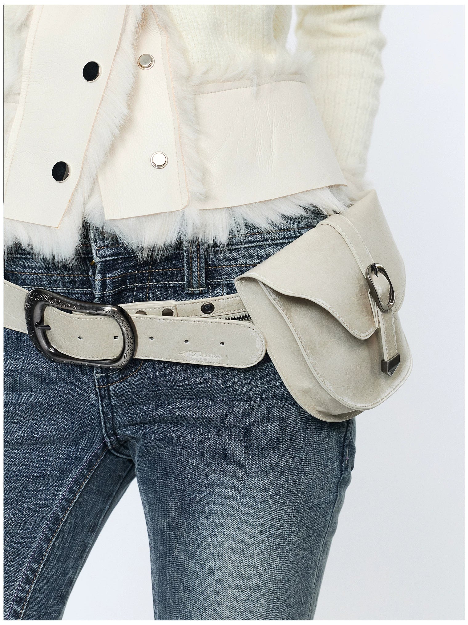 Vintage Detachable Buckle Zip Waist Bag Belt
