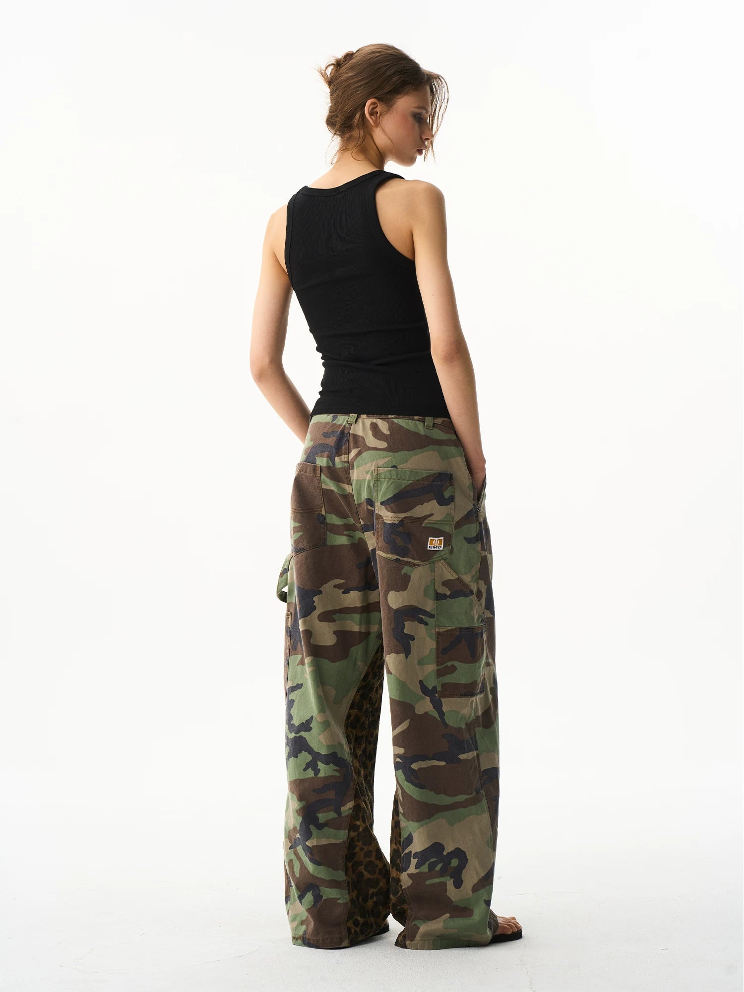 Camo Leopard Patchwork Workwear Pants