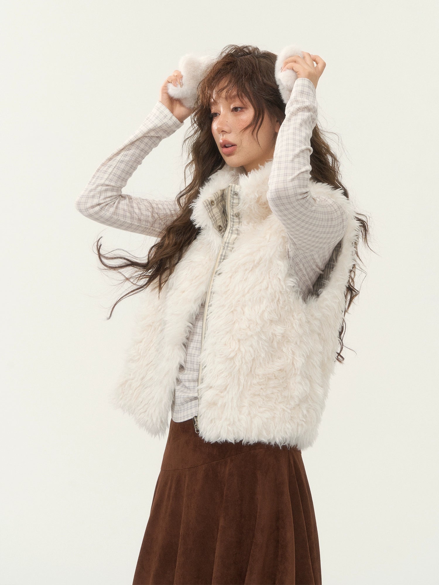 Plaid Patchwork Sherpa Reversible Vest - CHINASQUAD