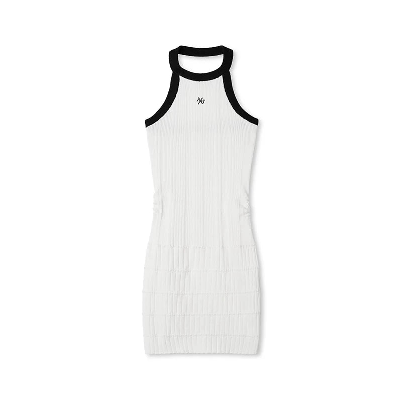 Tuileries Ribbed Halter Knit Mini Dress