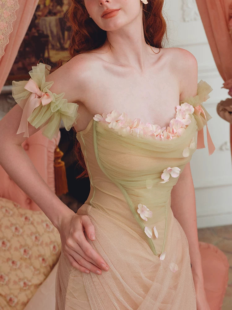 French Gentle Corset Strapless Gown Dress