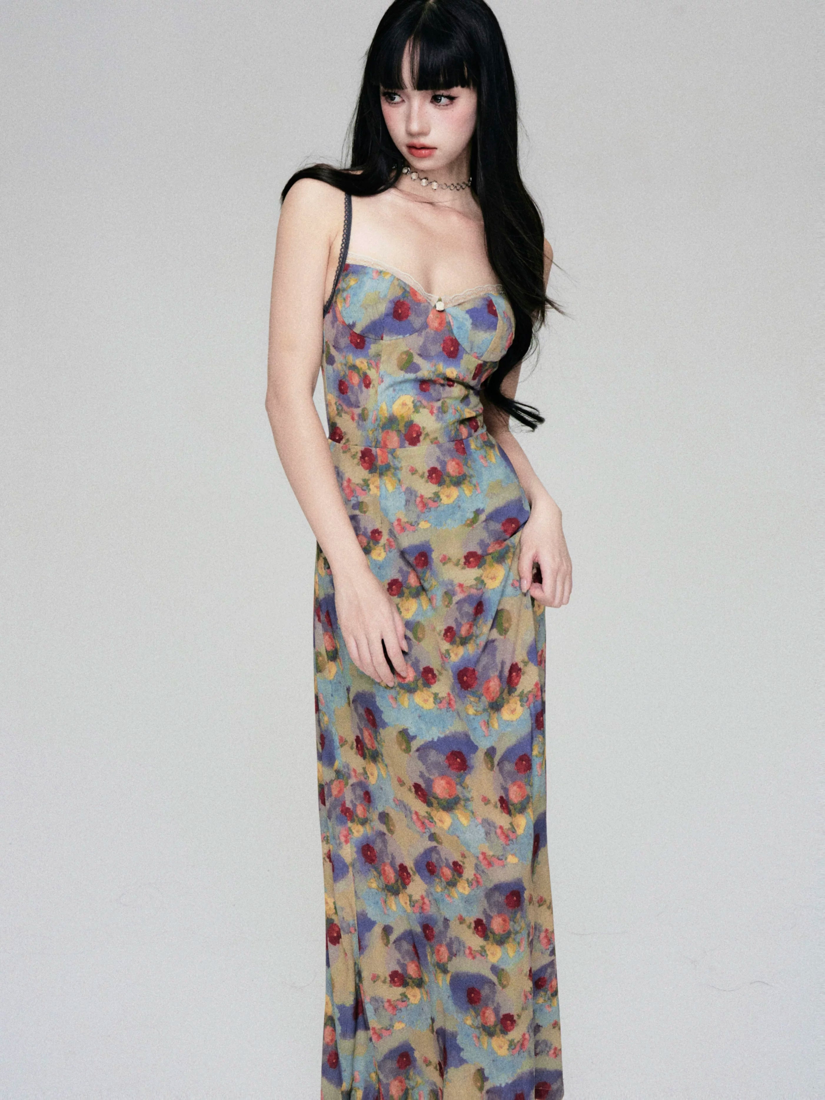 French Vintage Floral Slip Dress